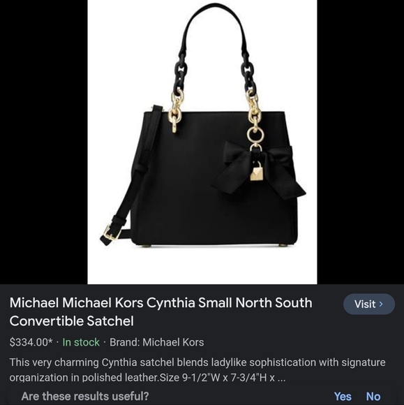 Michael Kors CYNTHIA SMALL NORTH SOUTH CONVERTIBLE SATCHEL black leather - Picture 12 of 13
